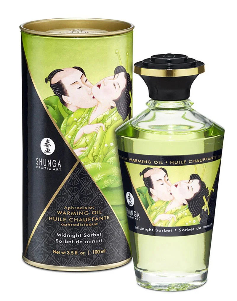 Warming Oil - Midnight Sorbet - 100 ml by Shunga - Happytoys Sexshop: Toys for Feeling Happy & Easy 😊 - Discreet geleverd