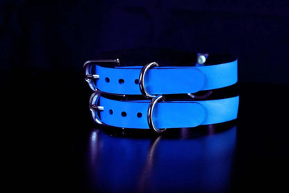 Choker Collar Sky Blue Cutout Leather Choker BDSM Submissive Collar - Happytoys Sexshop: online sex shop for Feeling Happy & Easy 😊 - Discreet geleverd