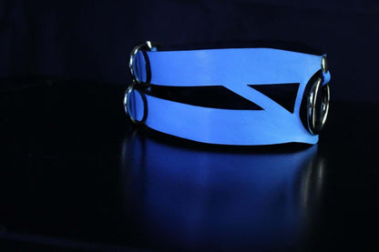 Choker Collar Sky Blue Cutout Leather Choker BDSM Submissive Collar - Happytoys Sexshop: online sex shop for Feeling Happy & Easy 😊 - Discreet geleverd