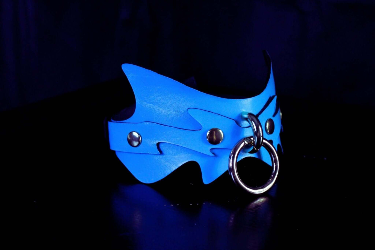 Leather Posture Collar Sky Blue Spiked Leather BDSM Collar Day Choker - Happytoys Sexshop: online sex shop for Feeling Happy & Easy 😊 - Discreet geleverd
