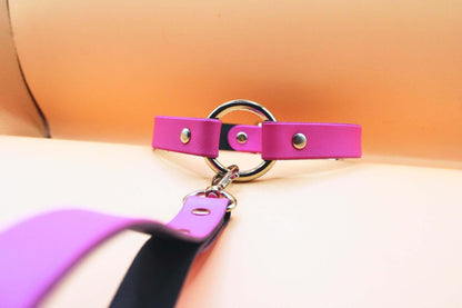 Leather Choker Elegant Pink Leather Collar Necklace - Happytoys Sexshop: online sex shop for Feeling Happy & Easy 😊 - Discreet geleverd