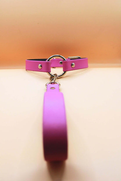 Leather Choker Elegant Pink Leather Collar Necklace - Happytoys Sexshop: online sex shop for Feeling Happy & Easy 😊 - Discreet geleverd
