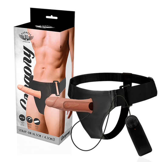 HARNESS ATTRACTION - GREGORY HOLLOW RNES WITH VIBRATOR 16.5 X 4.3CM